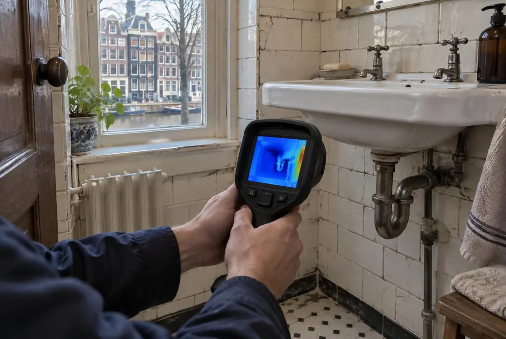 Lekdetectie Krommenie – badkamer met oude leidingen achter de tegels