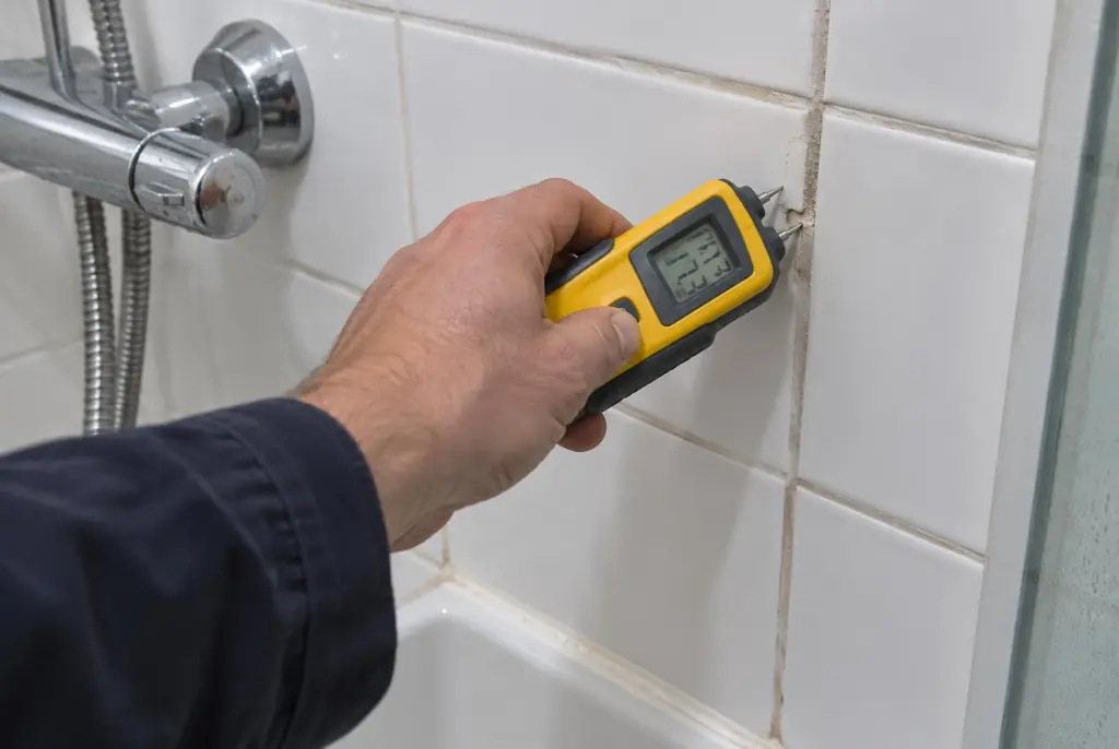Lekdetectie Krommenie – vochtmeter op badkamertegels bij de douche